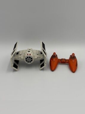 Star Wars Titanium Die Cast Toy Lot- Vaders Tie Fighter & Twin Pod Cloud Car